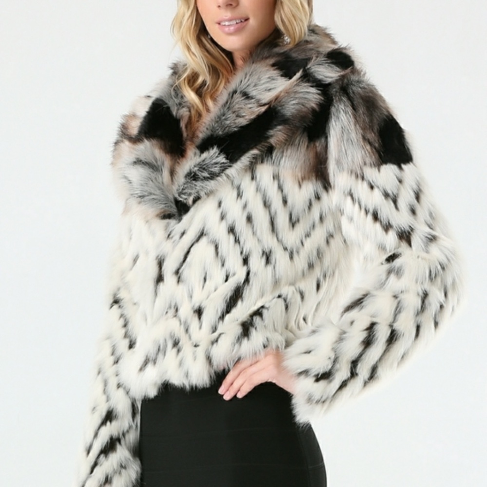 Bebe Lolita 2-Tone Faux Fur Coat